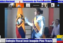 Alumnos de la unidad educativa Pino Ycaza juraron la bandera desde sus hogares