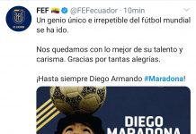 La FEF, clubes ecuatorianos y estrellas expresaron su pesar por D10S